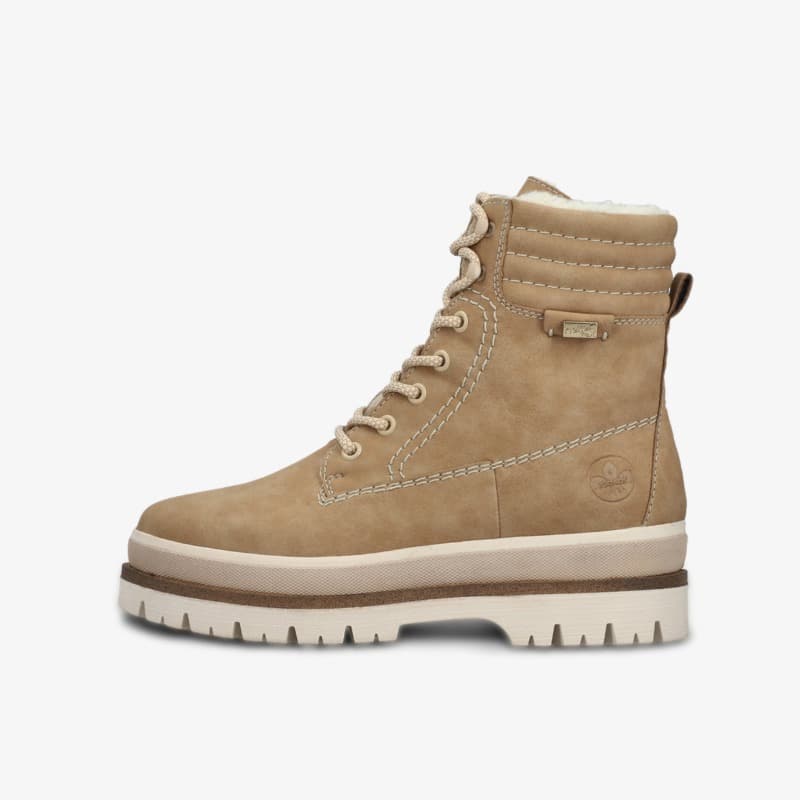 Beige Schnürstiefelette, mit hell Beiger Sohle